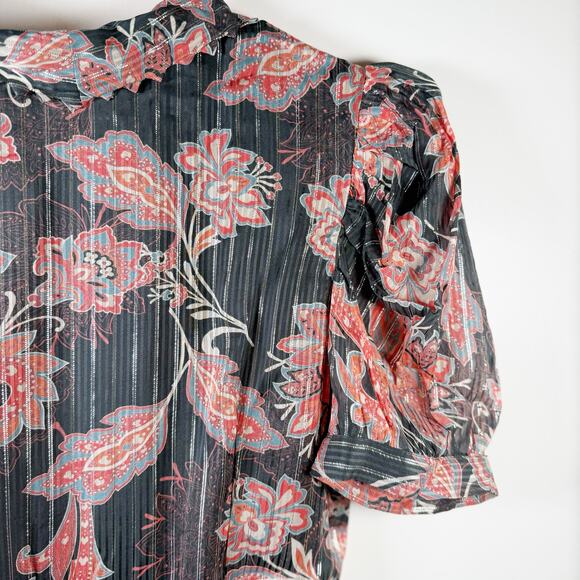 Hemant & Nandita x REVOLVE Zoie Bodysuit Women’s M Black Floral V-Neck black - Picture 9 of 16